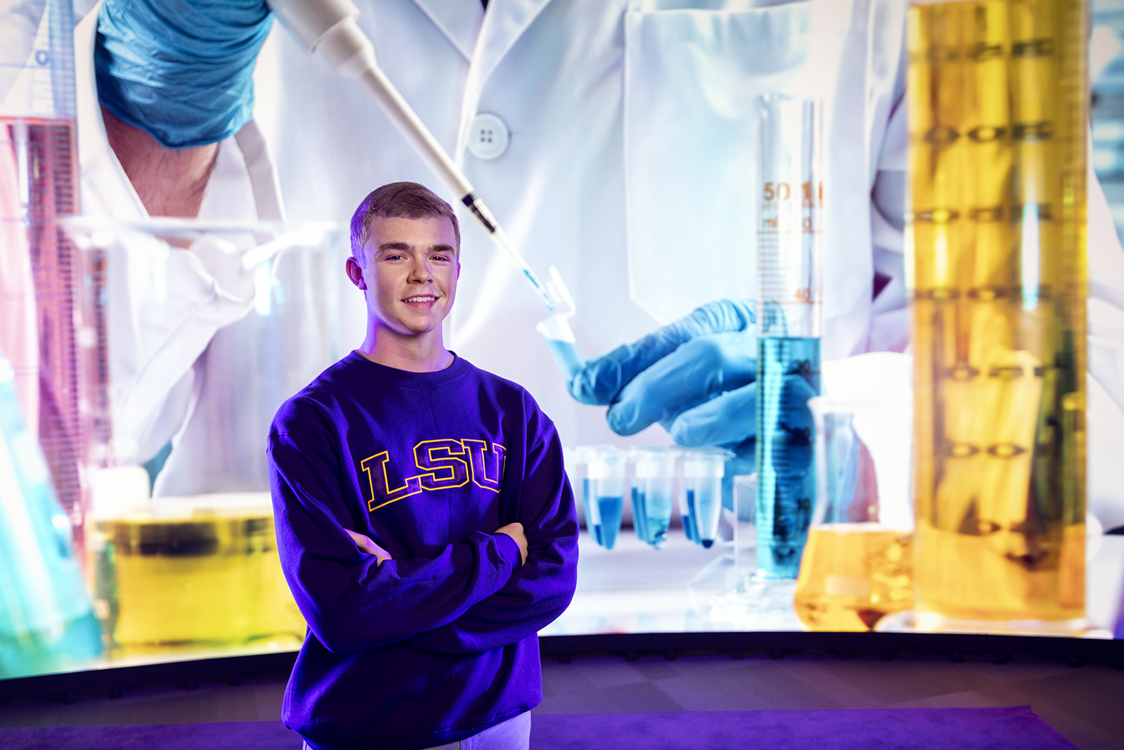 Zachary Cryer portrait with medical backdrop