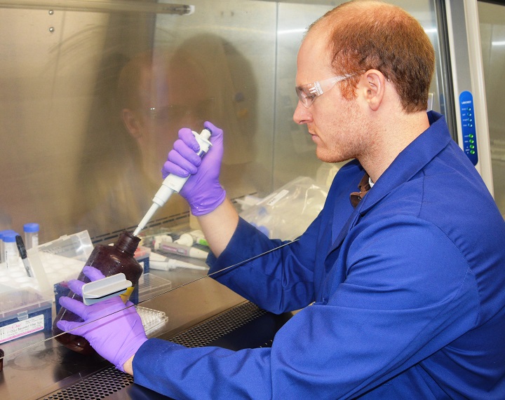 Nick Totaro working under a biohood