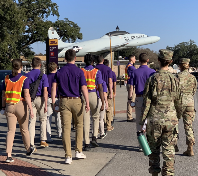 Cadets in polos marching