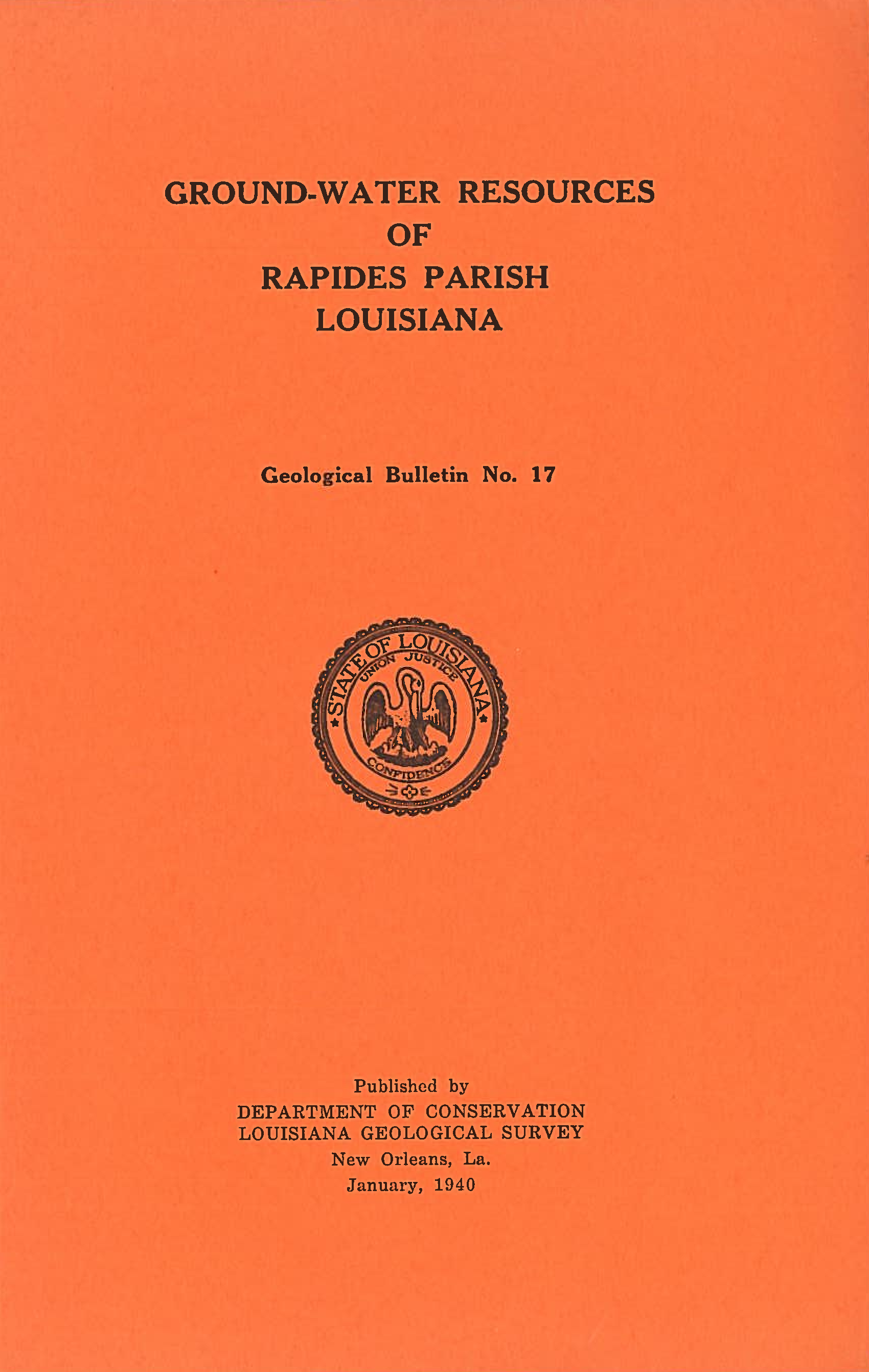 Ground-Water Resources of Rapides Parish Louisiana Ground-Water Resources of Rapides Parish Louisiana