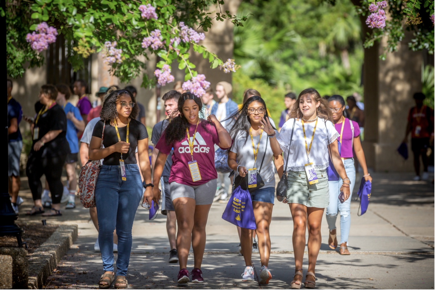 students walking on campus